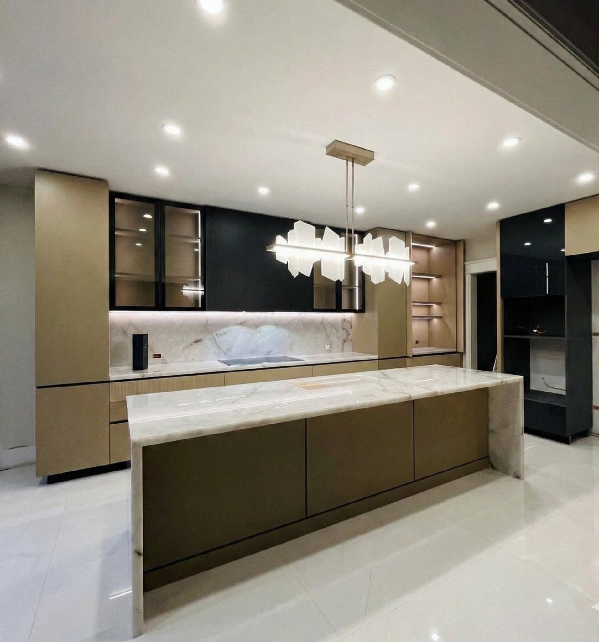 Modern kitchen millwork installation with custom cabinetry and stone countertops in Etobicoke, Toronto
